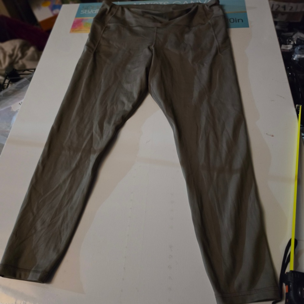 GapFit Womens XL Olive Green High Waisted Pocket Leggings Activewear Tights